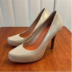 Diego di Lucca Women Beige Metallic Almond Toe Platform Stiletto Heels Size 7
